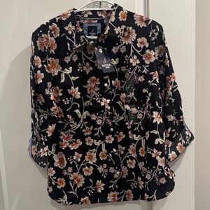 Nautica Black Floral Button-Down Shirt